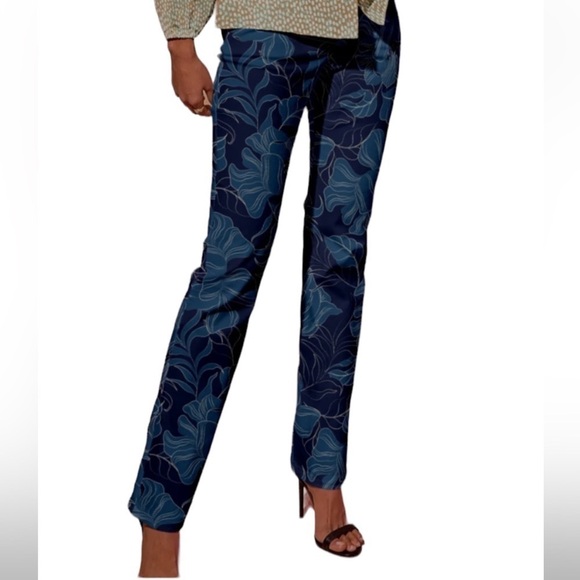 Tucker NYC Midnight Peony Stretch Organic Cotton Twill 5 Pocket Style Zipper Fly - Picture 3 of 15